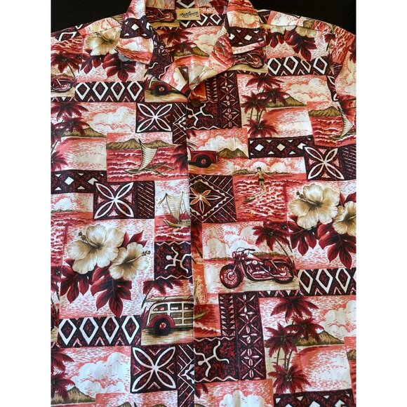 Royal Creations Pink Brown Tropical Hawaiian Shirt Size Medium - Picture 3 of 5